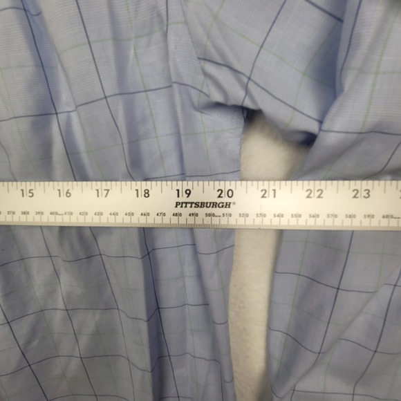 Tommy Hilfiger Men's Slim Fit Non Iron Dress Shirt Blue Green Check 16.5 32-33 - Picture 5 of 8